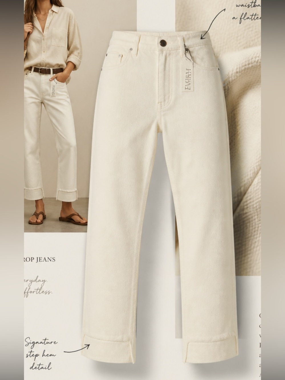 Anthropologie EVIDNT Los Angeles White Denim Crop Jeans Step frayed Hem NWT 27